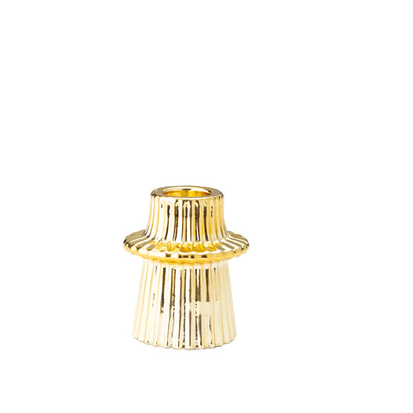 CANDELABRO IN VETRO RIGATO ORO CM 7
