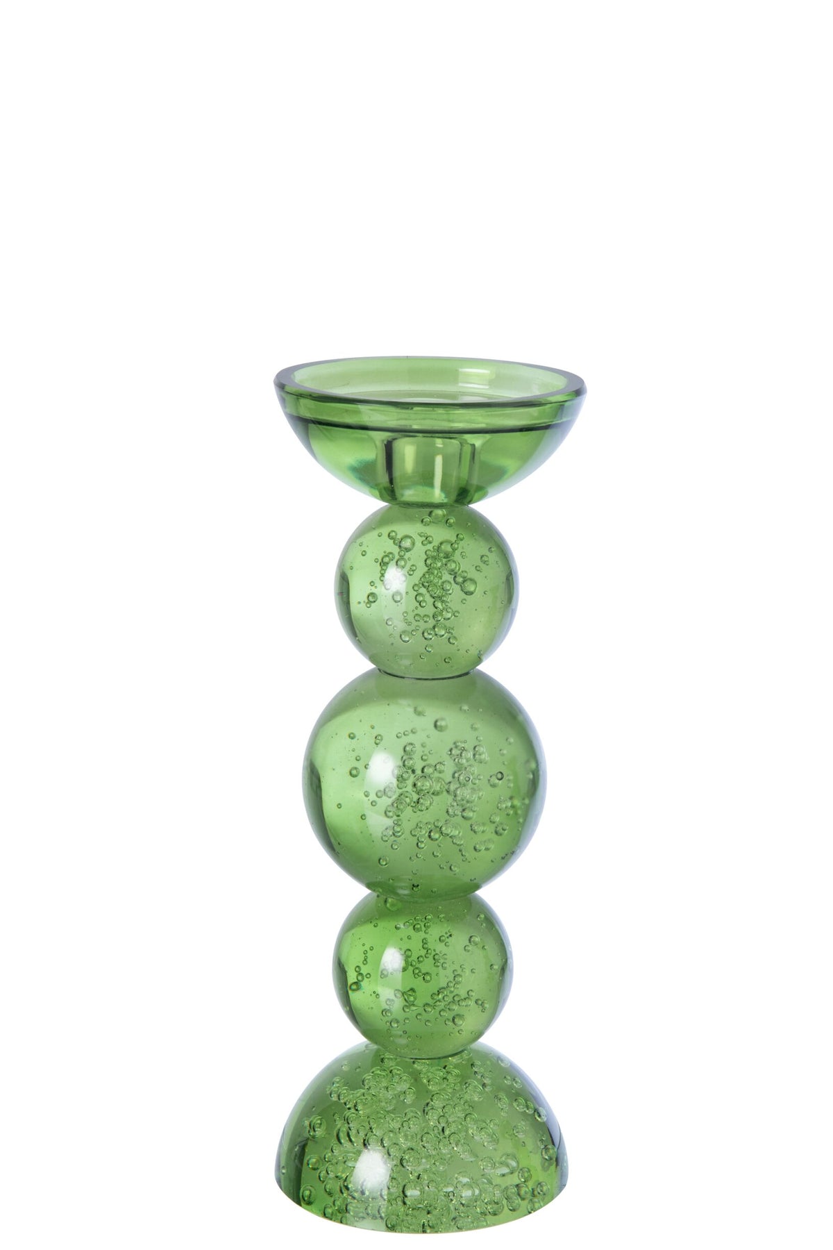 CANDELIERE VETRO VERDE OLIVA L (10x10x26