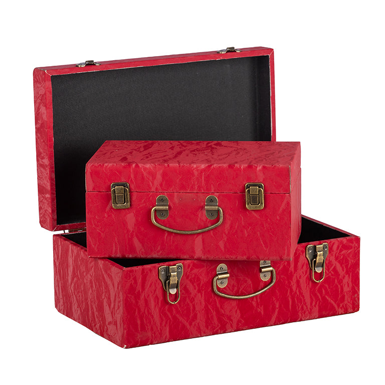 VALIGETTE S/2 RETTANGOLARI TESSUTO ROSSO