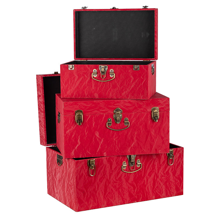 BAULI S/3 RETTANGOLARI TESSUTO ROSSO S 4