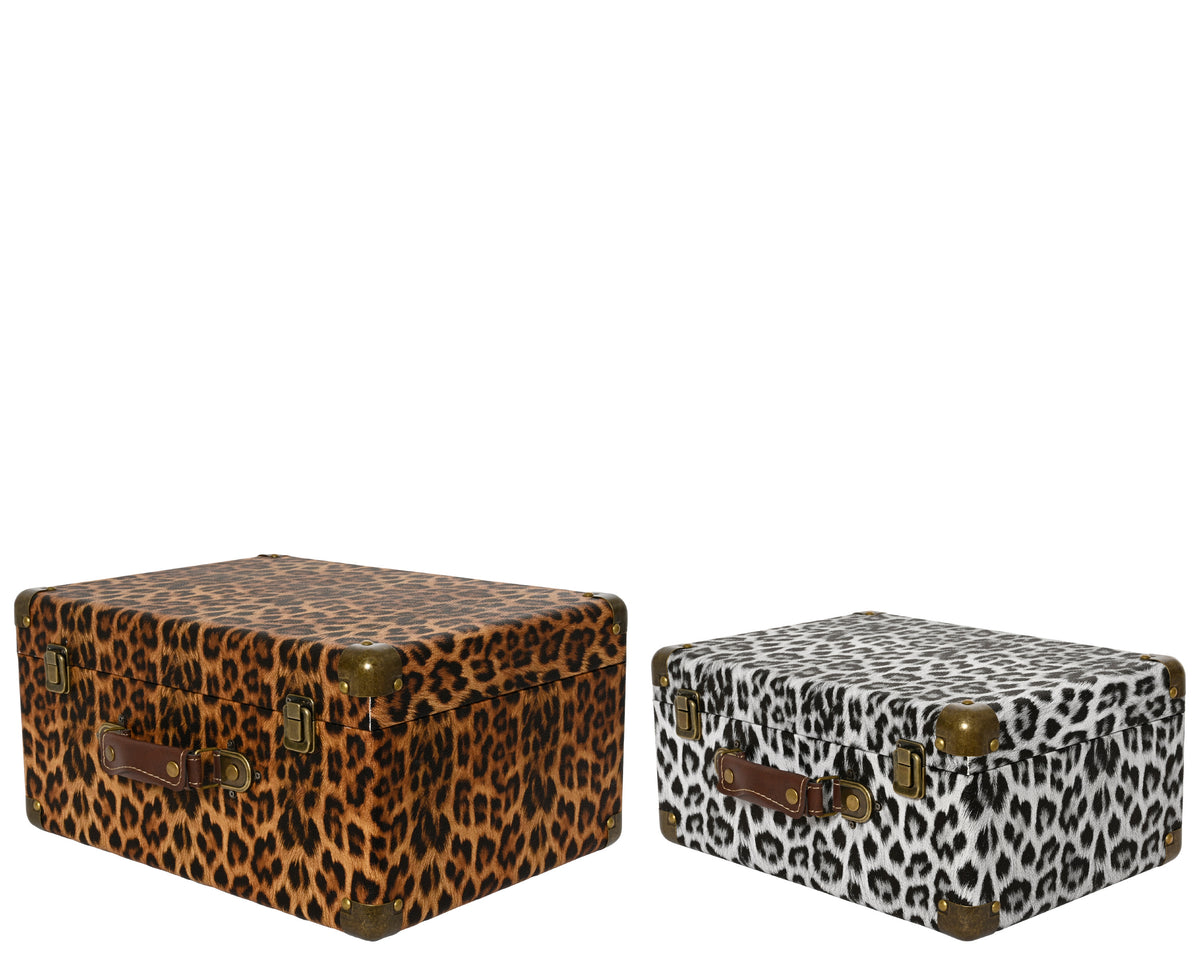 Koffer mdf pu leather, leopard print bro