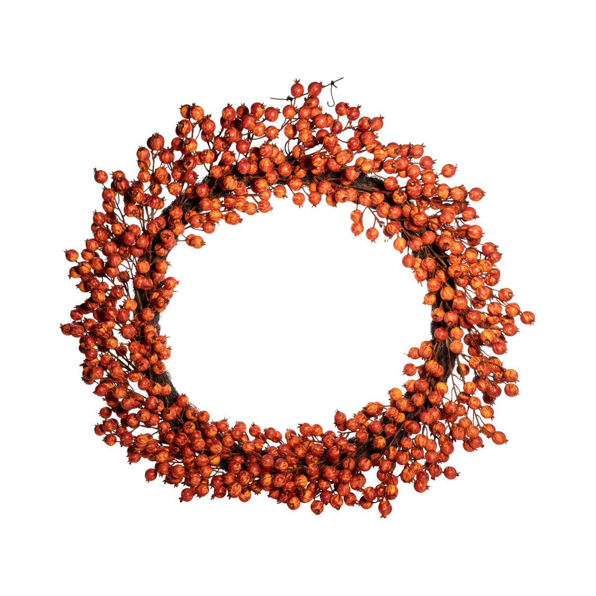 CORONA BACCHE ARANCIO D.86 CM PVC