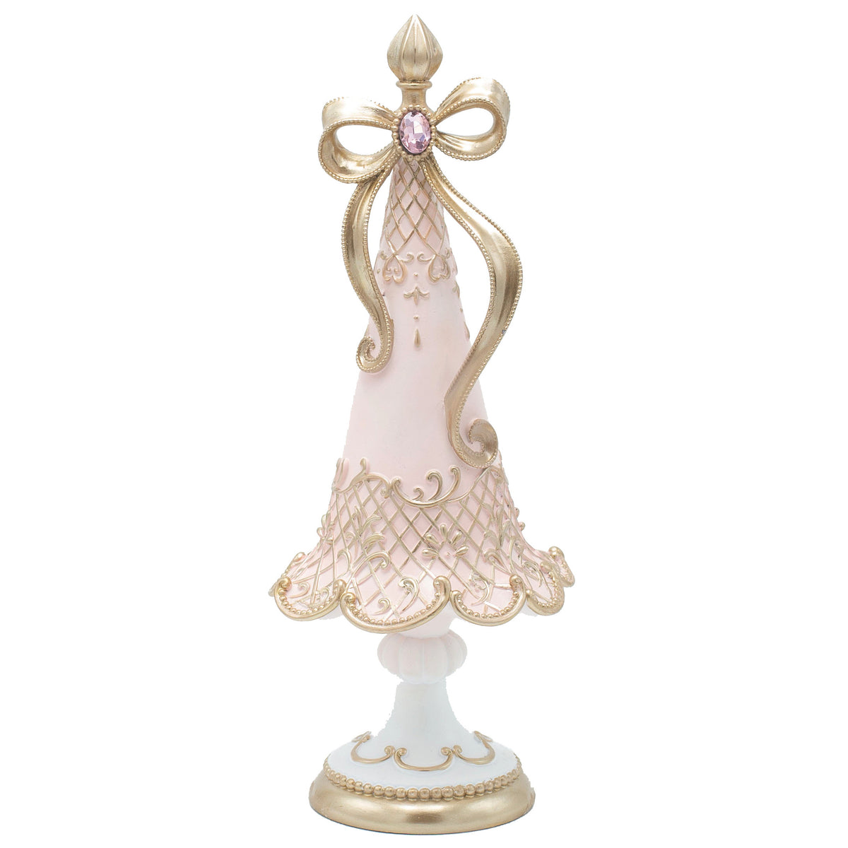 TREE WITH PINK OMBRE BOW POLYRESIN 13x13