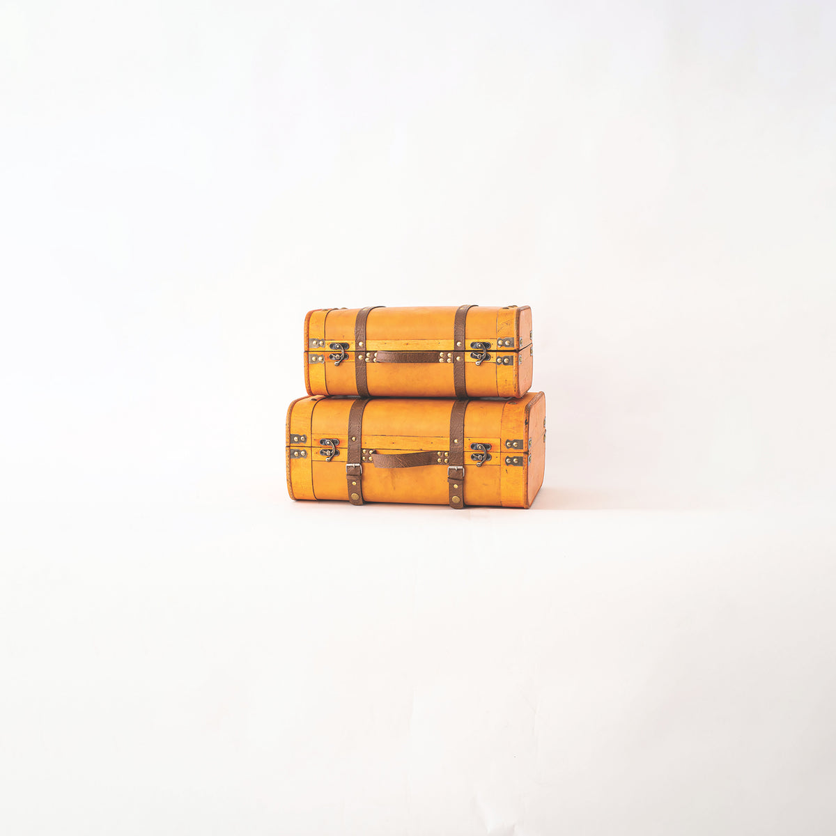 SET DI DUE VALIGE IN LEGNO COLOR CUOIO