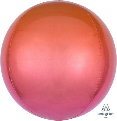 OMBRÉ ORBZ RED & ORANGE FOIL BALLOON