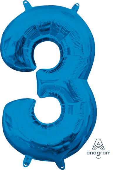 16" - 40 CM NUMBER "3" BLUE