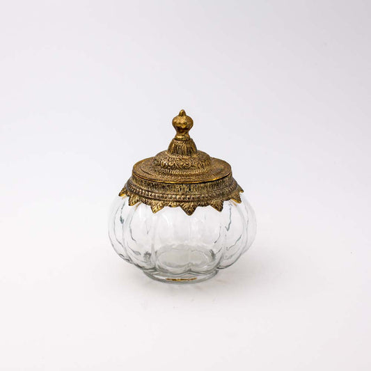 GLASDOSE ROYAL, KLAR GOLDENER DECKEL, 13