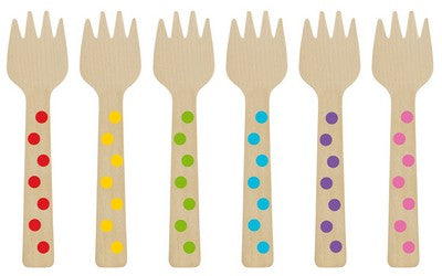 12 WOODEN FORKS PAPER MINIS RAINBOW