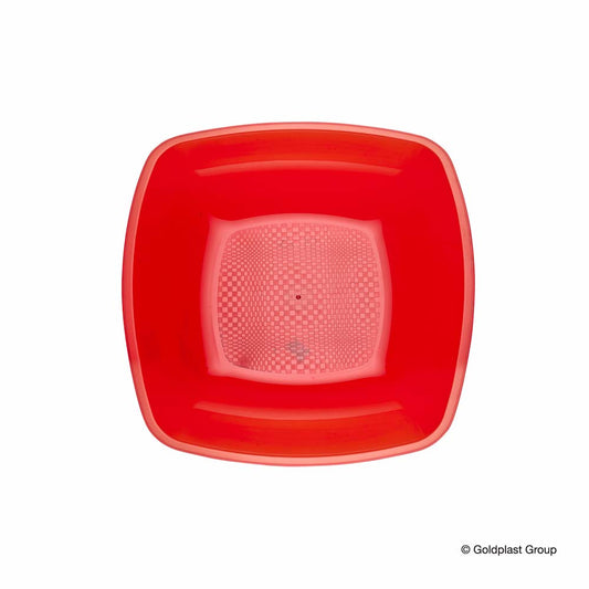 PIATTO FONDO QUAD. 180 IN PP ROSSO TRASP