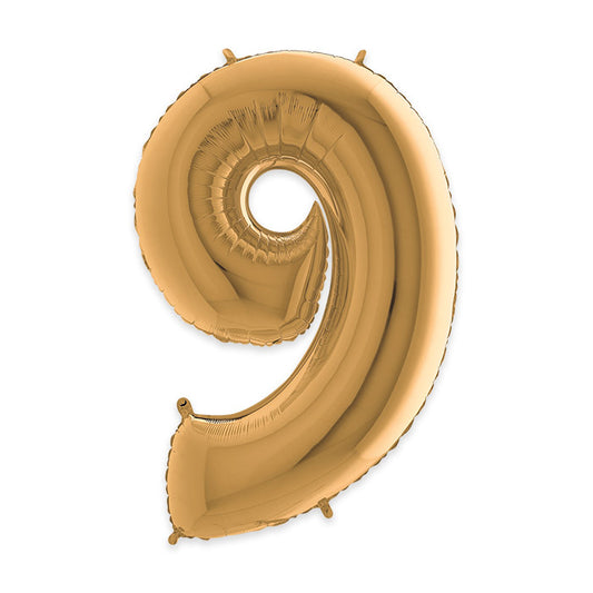 PALLONCINI MYLAR NUMERO 9 CM.102 (40") ORO