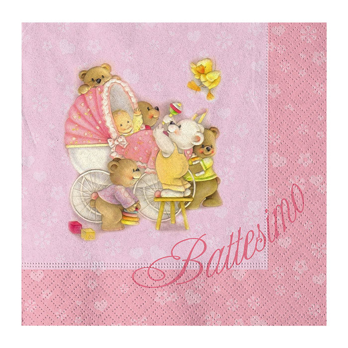 20 Tov.Li Cm.33 X 33 Baby Bears Rosa