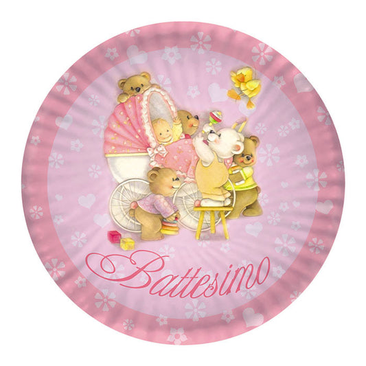 10 PIATTI CM.24 BABY BEARS ROSA