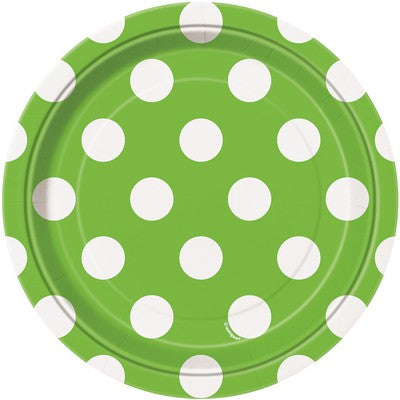 8 LIME GRN DOTS 7" PLATE