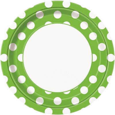 8 Lime Grn Dots 9" Plate
