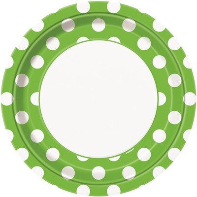8 LIME GRN DOTS 9" PLATE