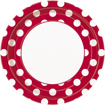 8 RUBY RED DOTS 9" PLATE