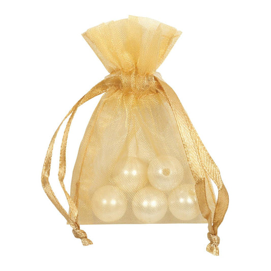 SACCHETTO ORGANZA ORO RASO CON TIRANTE