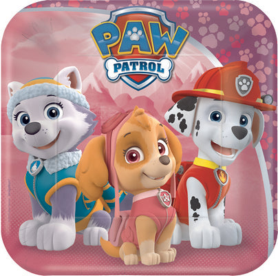 8 PLATES SQUARE "PAW PATROL PINK", 18CM