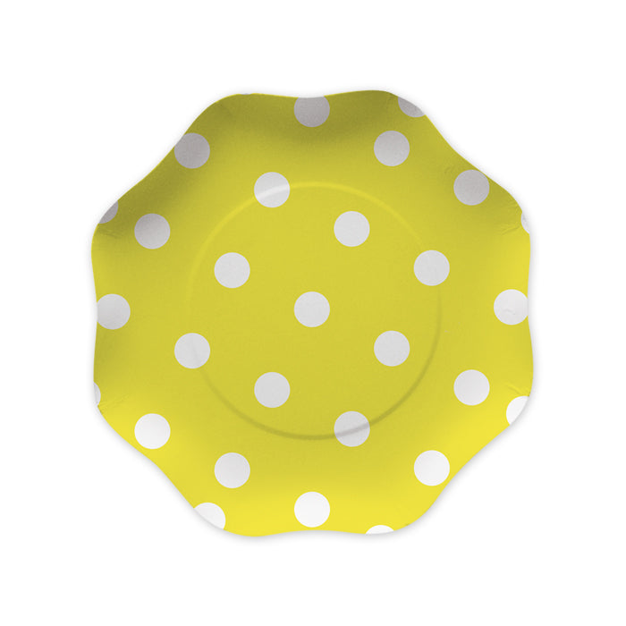 10 PIATTI CM.18 POIS GIALLO