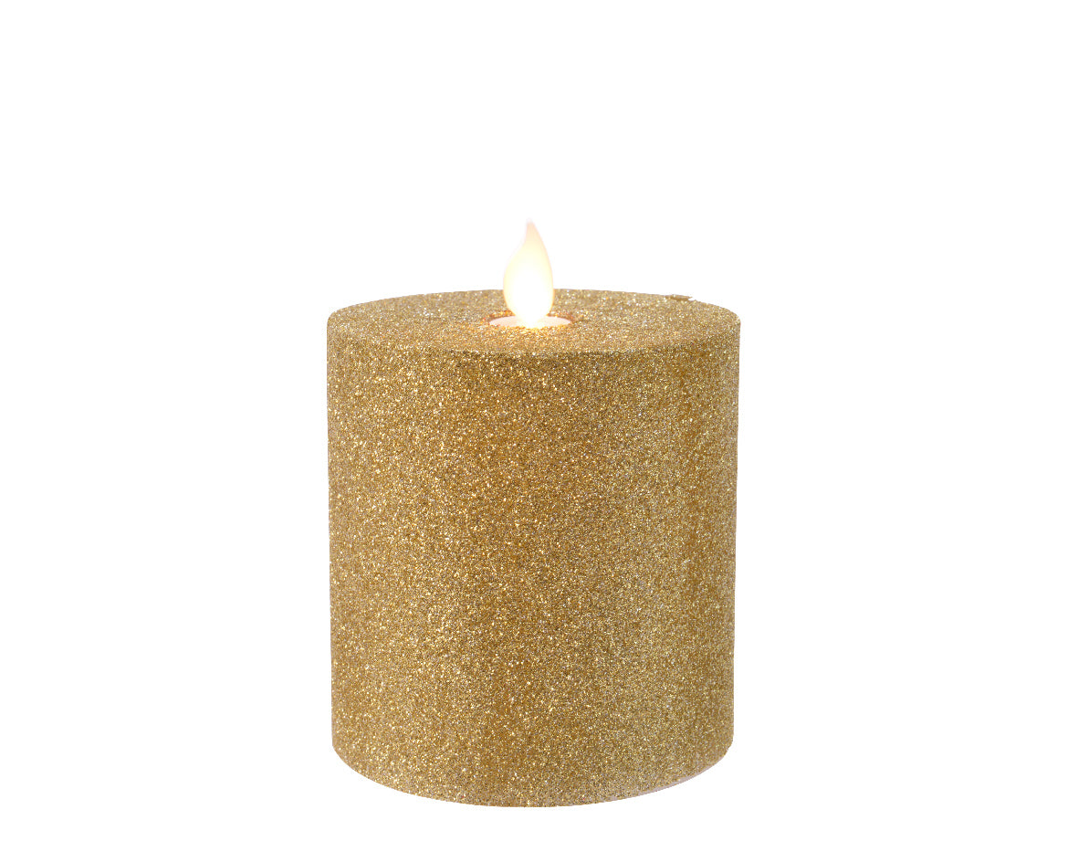 CANDELA LED GLITTERATA ORO