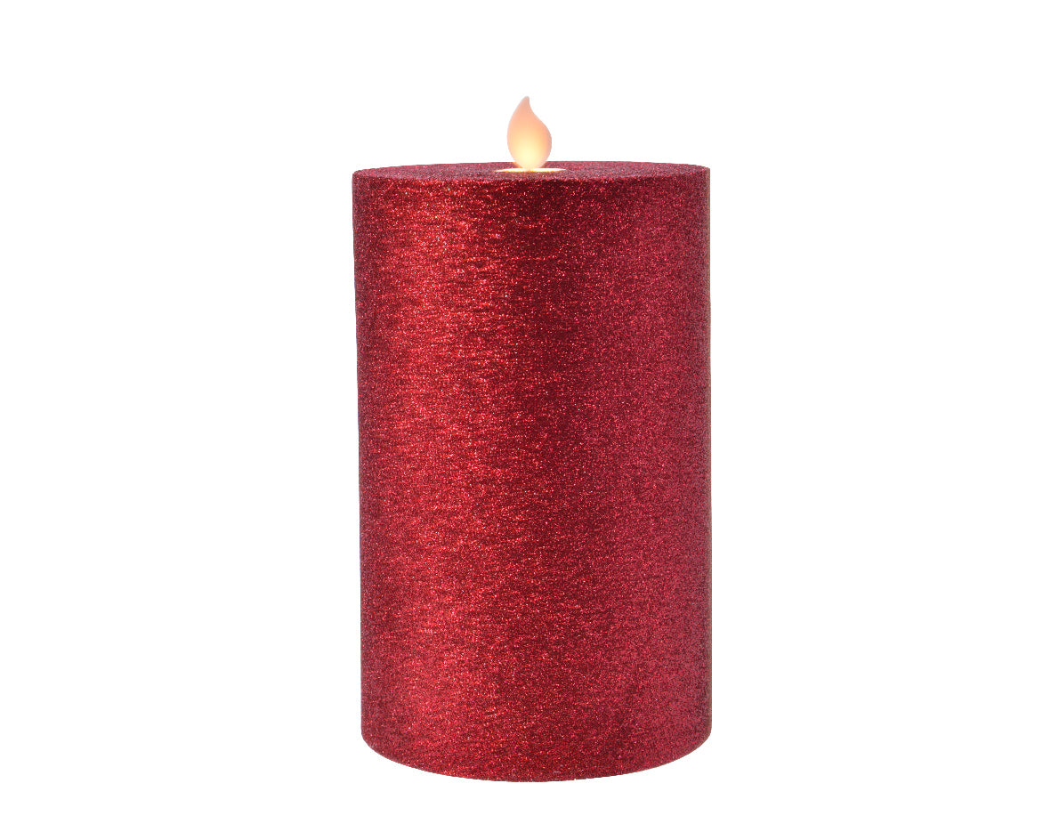 CANDELA LED GLITTERATA ROSSA