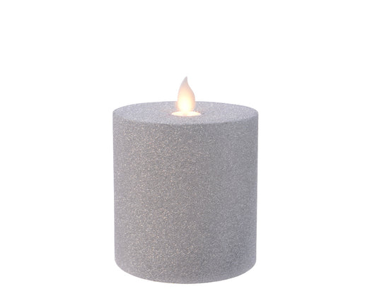 CANDELA LED GLITTERATA ARGENTO