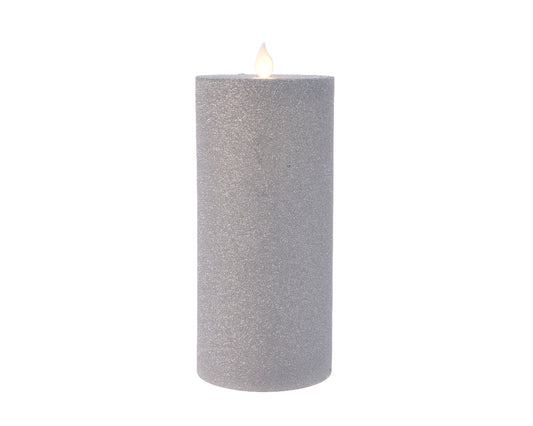 CANDELA LED GLITTERATA ARGENTO