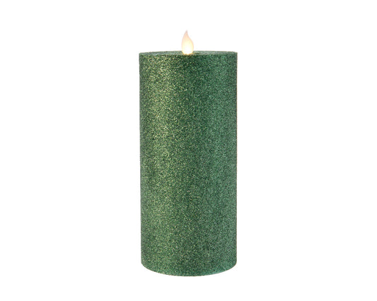 CANDELA LED GLITTERATA VERDE