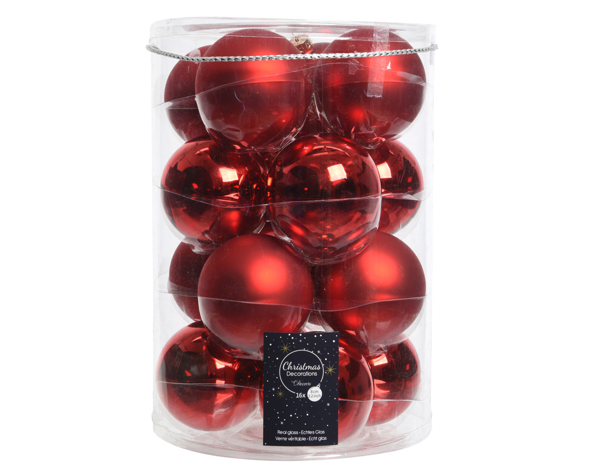 SFERE DI VETRO LUCIDE-OPACHE ROSSO NATAL