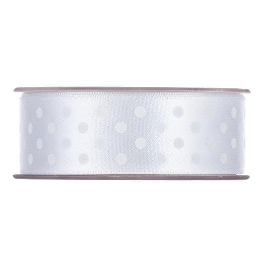 NASTRO DOPPIO RASO A POIS BIANCO