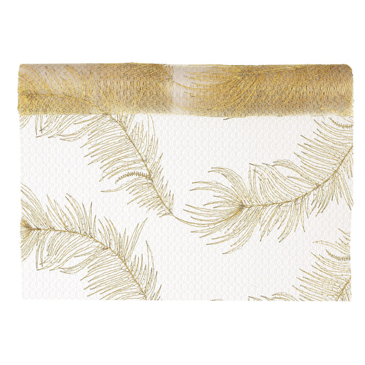 RUNNER ORGANZA PIUMA DI NATALE ORO