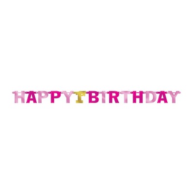 LETTER BANNER 1ST BIRTHDAY PINK 213CM FO