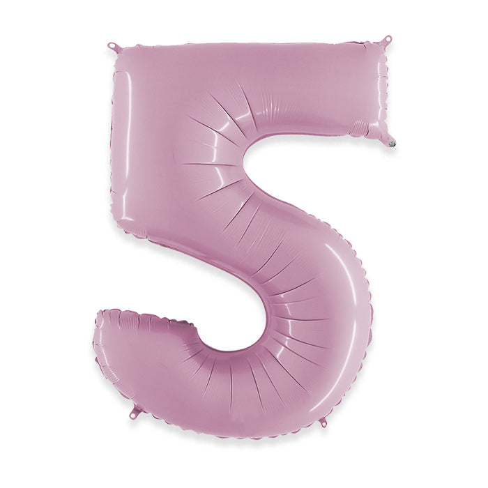 PALLONCINI MYLAR NUMERO 5 CM.102 (40") ROSA