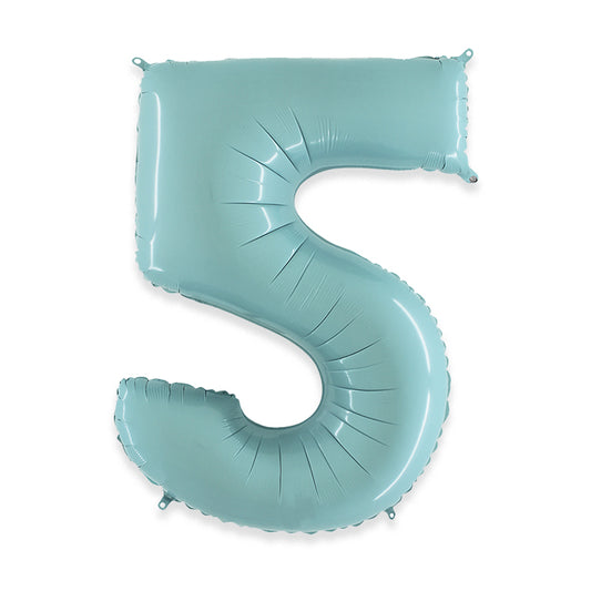 PALLONCINI MYLAR NUMERO 5 CM.102 (40") CELEST
