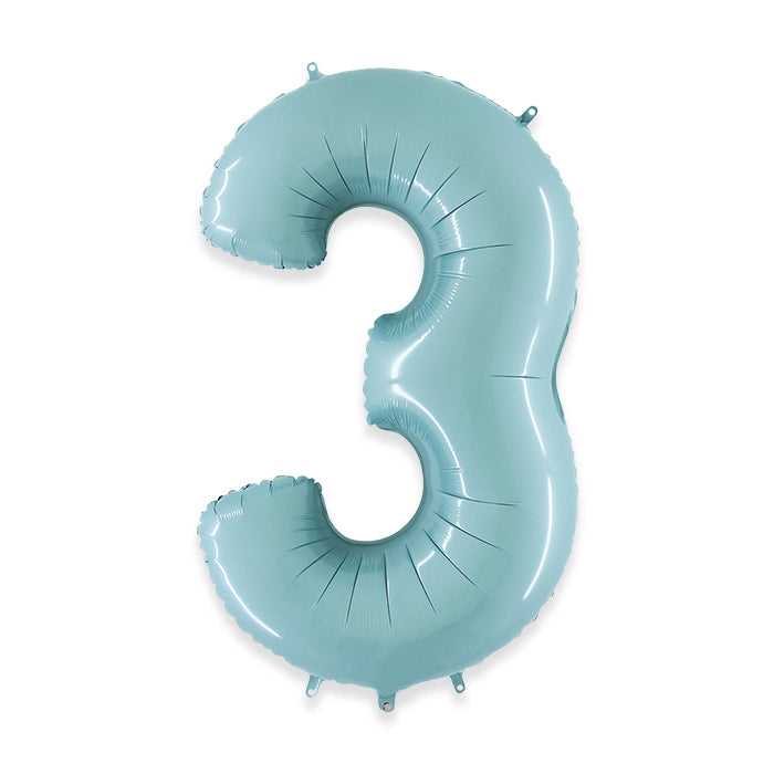 PALLONCINI MYLAR NUMERO 3 CM.102 (40") CELEST