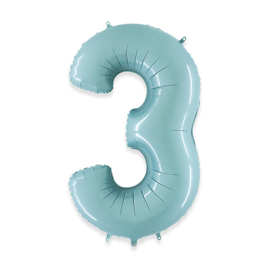PALLONCINI MYLAR NUMERO 3 CM.102 (40") CELEST