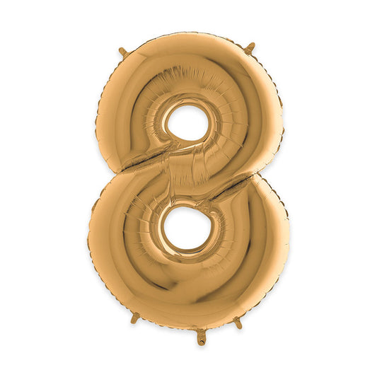 PALLONCINI MYLAR NUMERO 8 CM.102 (40") ORO