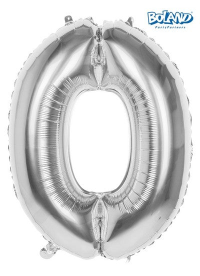 PC. FOIL BALLOON NUMBER '0' SILVER (86 C