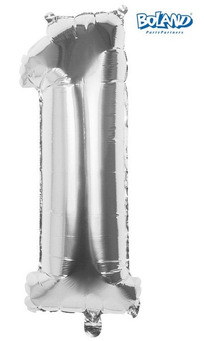 Pc. Foil balloon number '1' silver (86 c