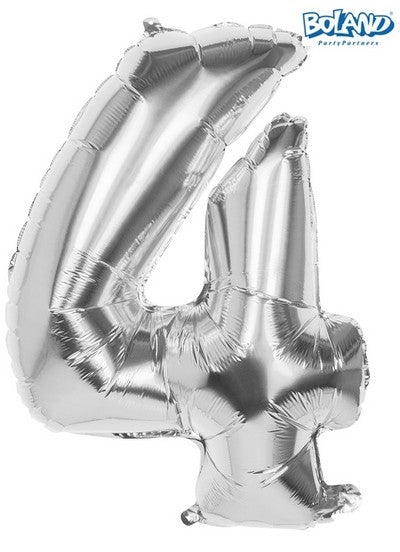 PC. FOIL BALLOON NUMBER '4' SILVER (86 C