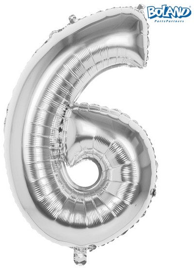 PC. FOIL BALLOON NUMBER '6' SILVER (86 C