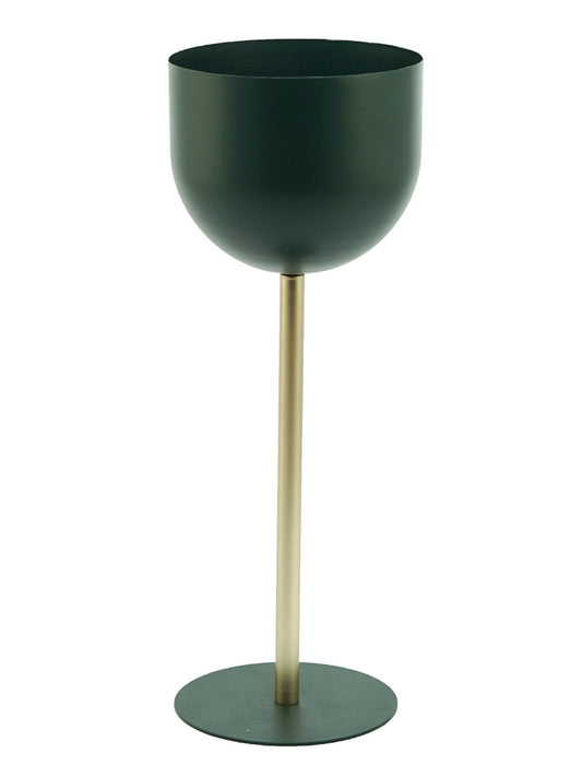 PORTAVASO VERDE/ORO D.16X43CM METALLO