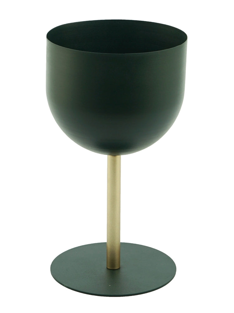 PORTAVASO VERDE/ORO D.16X28CM METALLO