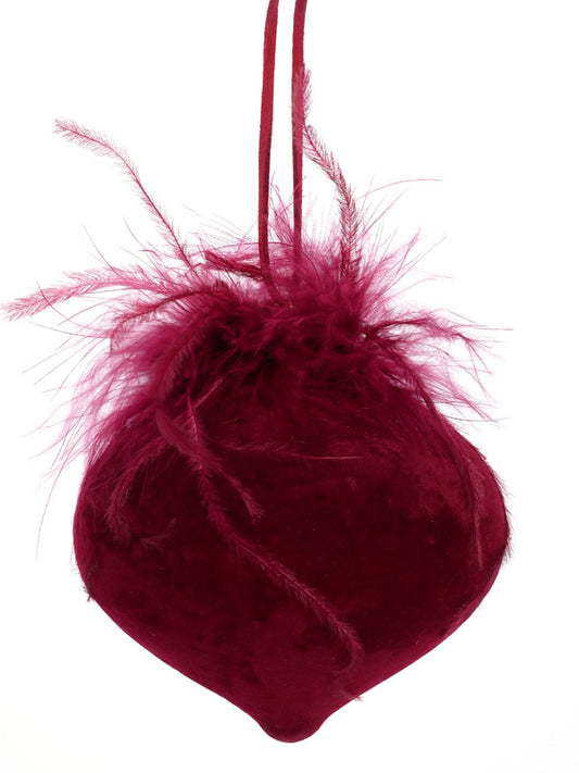 PALLA FLOCCATA BURGUNDY DEC.PIUME D.10CM