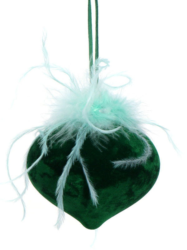PALLA FLOCCATA VERDE DEC.PIUME D.10CM VE