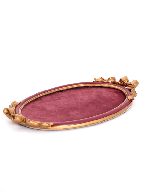 VASSOIO ROSSO/ORO 36X21X3CM C.VELLUTO RO
