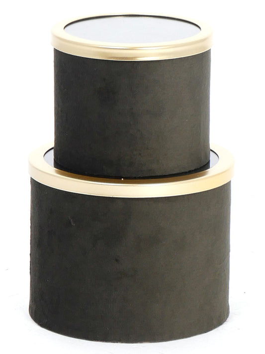 S/2 SCATOLE TONDE VERDI CARTONE/VELLUTO/