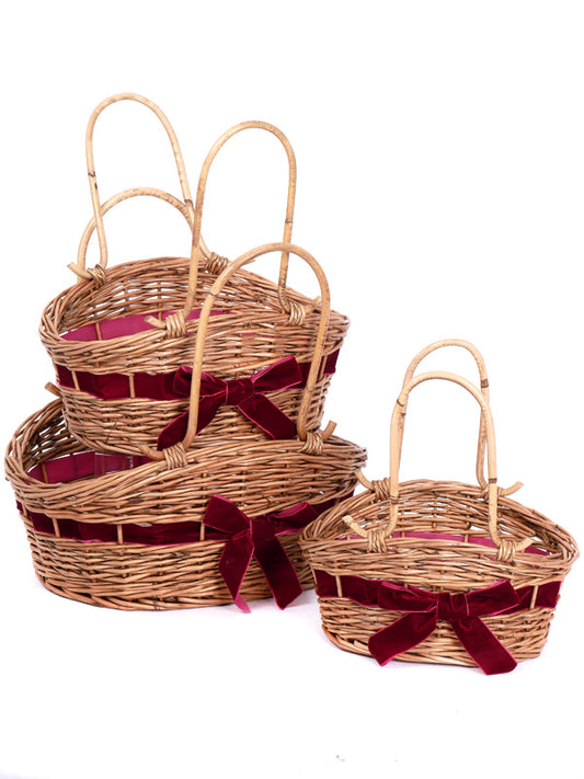 S/3 CESTI FIOCCO BURGUNDY RATTAN
