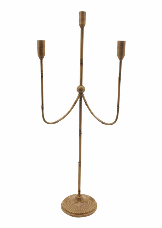 CANDELABRO 3 BRACCIA METALLO SIMIL BAMBO