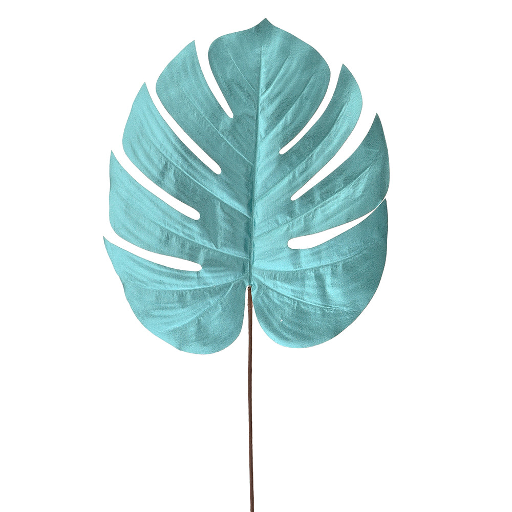 TURQUOISE MONSTERA LEAF 65CM